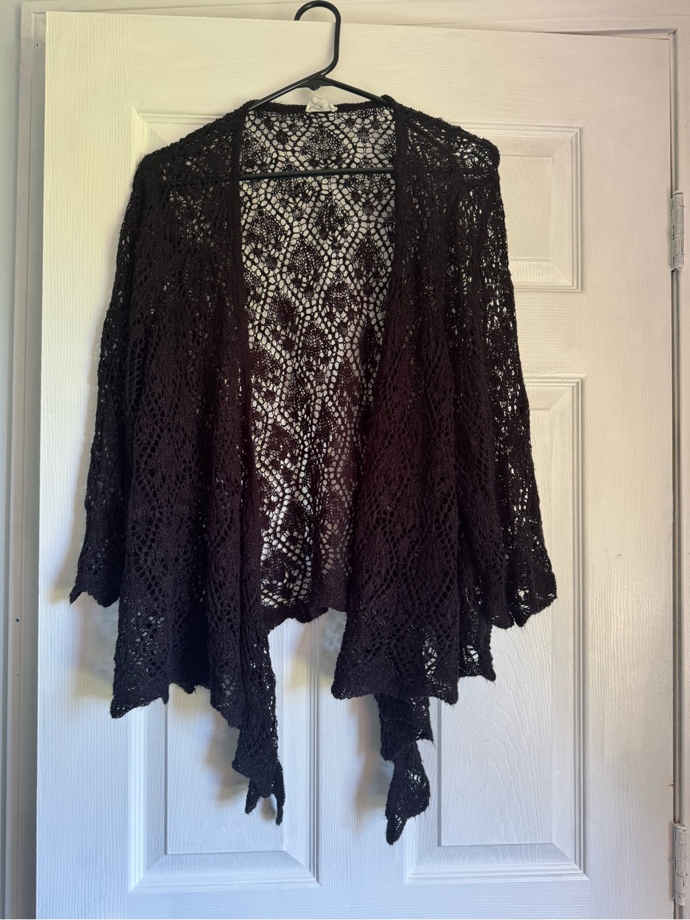 Westport Black Open-Front Crochet Shrug